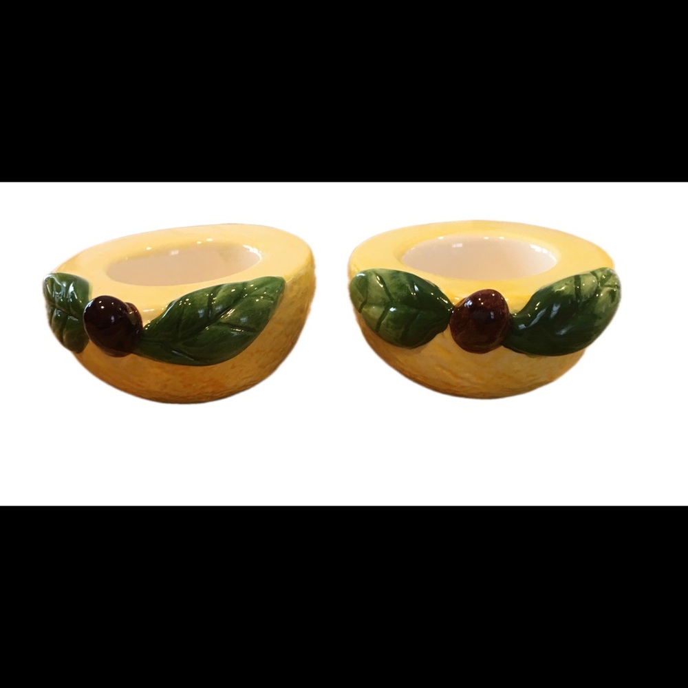 Small ceramic lemon votive candleholders